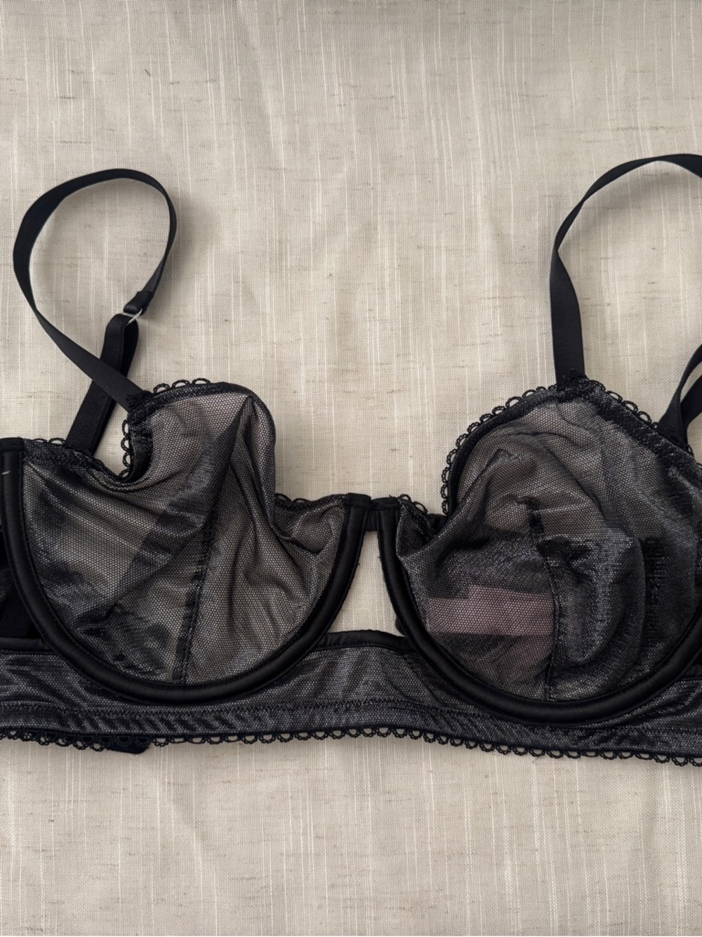 Victoria Secret Sheer Black Mesh Underwire Bra - Unbranded